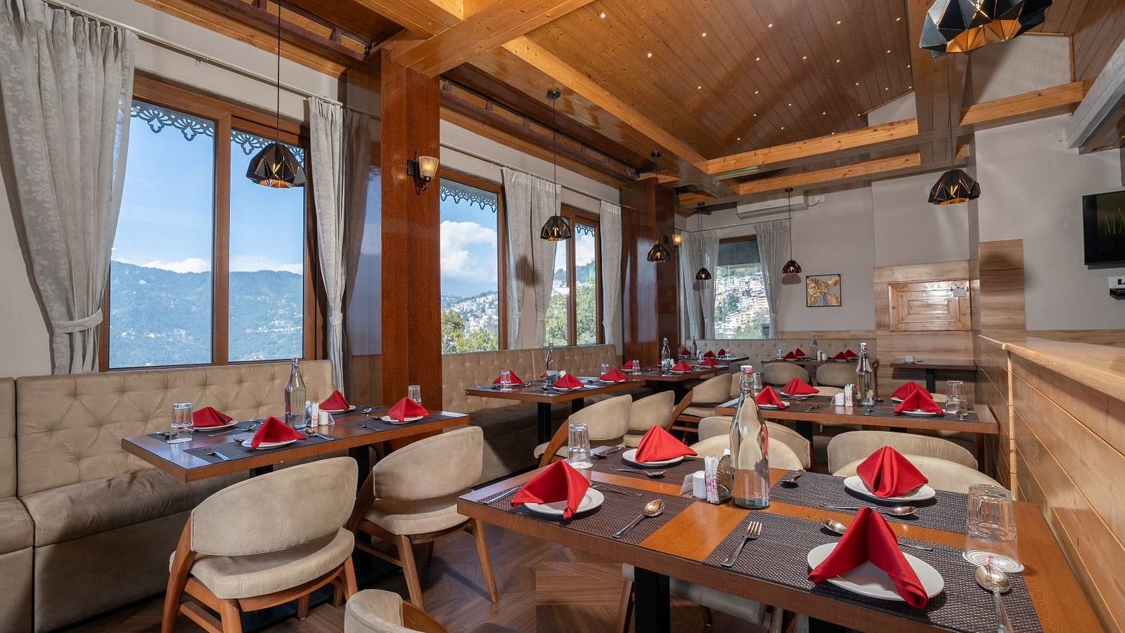 Dining arrangement in a restaurant at Summit Alpine Abode