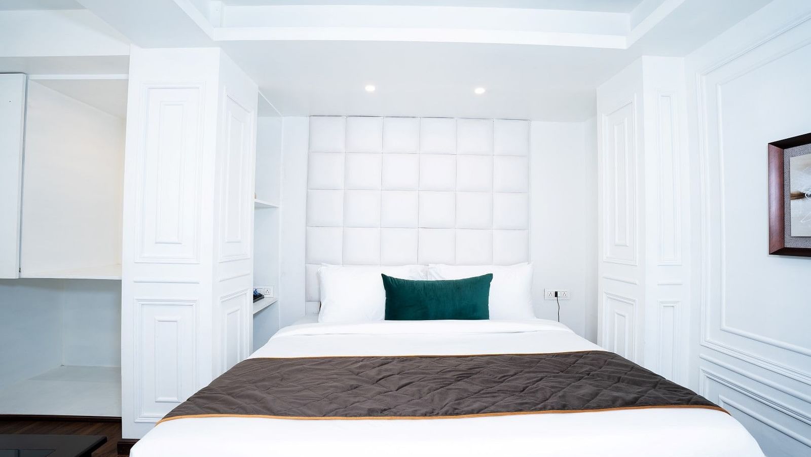 Shot of a bed in a room.