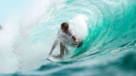 surfing a wave