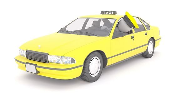 a caricature of a yellow taxi