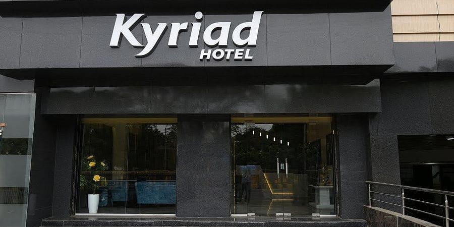 alt-text A close shot of the facade of Kyriad Hotels, India
