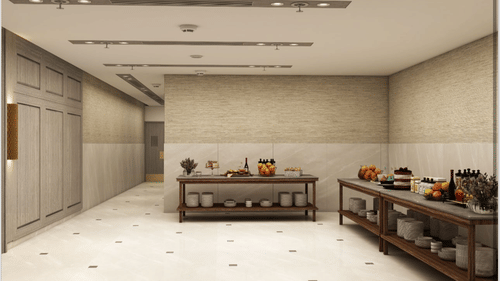 refreshments set up in the Prefunction area of Aura - our banquet hall in Birgunj