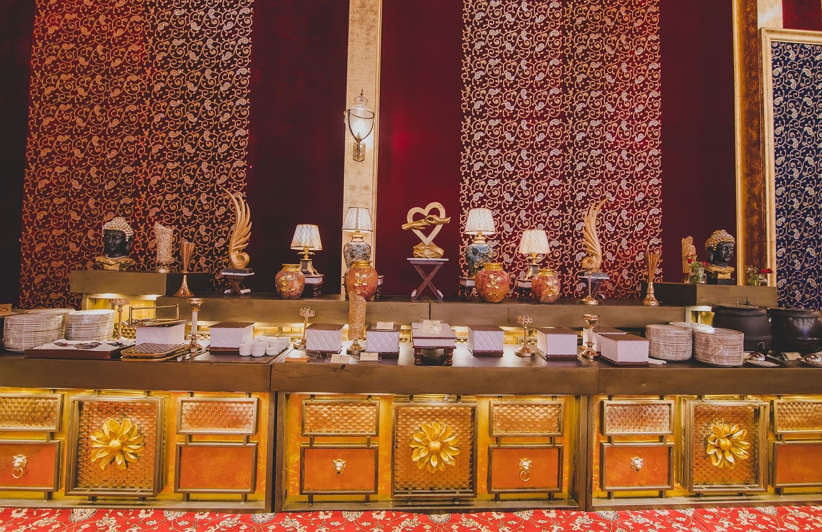 An overview of the buffet section inside the banquet hall - Rajasthali Resort & Spa, Jaipur.