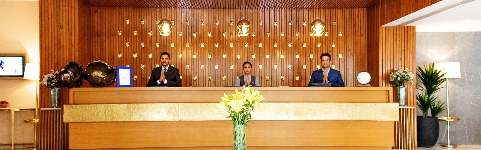 Front view of the Reception at Golden Suites, Gurgaon
