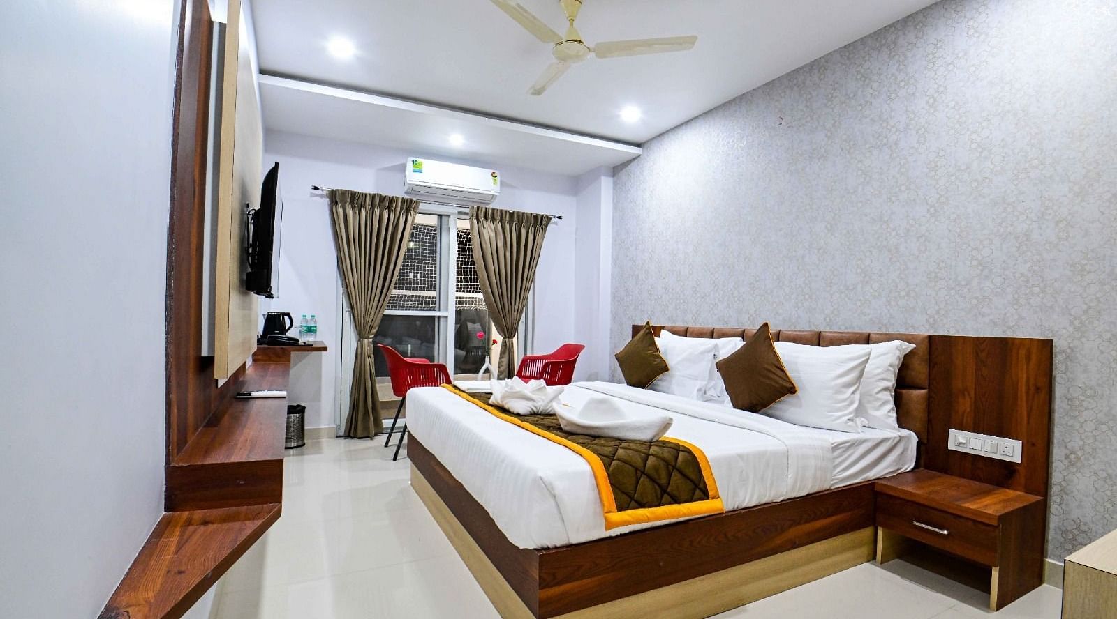 view of the king size beds at Premium Balcony Room of South Square Hotel, Bengaluru
