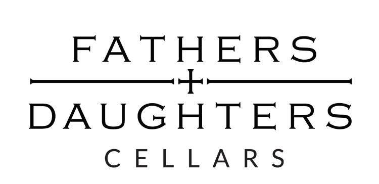 The words FATHERS + DAUGHTERS CELLARS are centered on a light background.