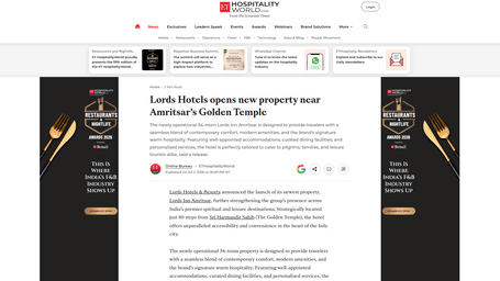 An article by T3 showcasing Lords opens a new property in Amritsar
