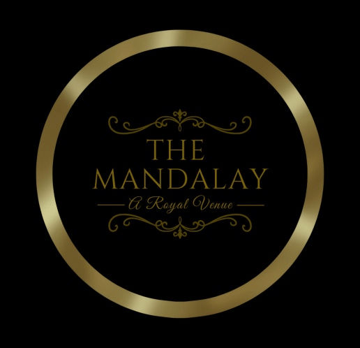 The logo of banquet space at The Heritage Club Tripura Castle Hotel and Spa, Shillong, featuring the name; The Mandalay inside a circle.