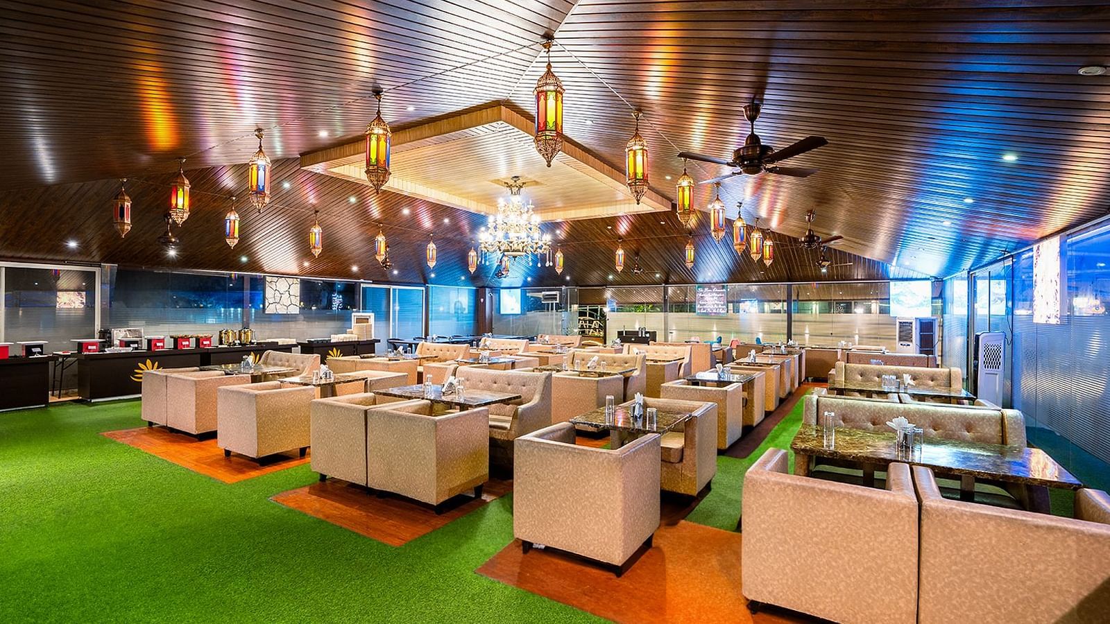 Image of four element restaurant at our resort featuring several seating arrangements | | The Grand Legacy Resort and Spa