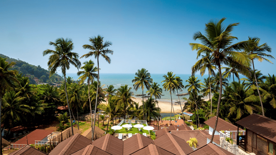 View from our cottages in vagator  beach