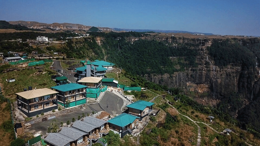 an aerial view of a hill station 