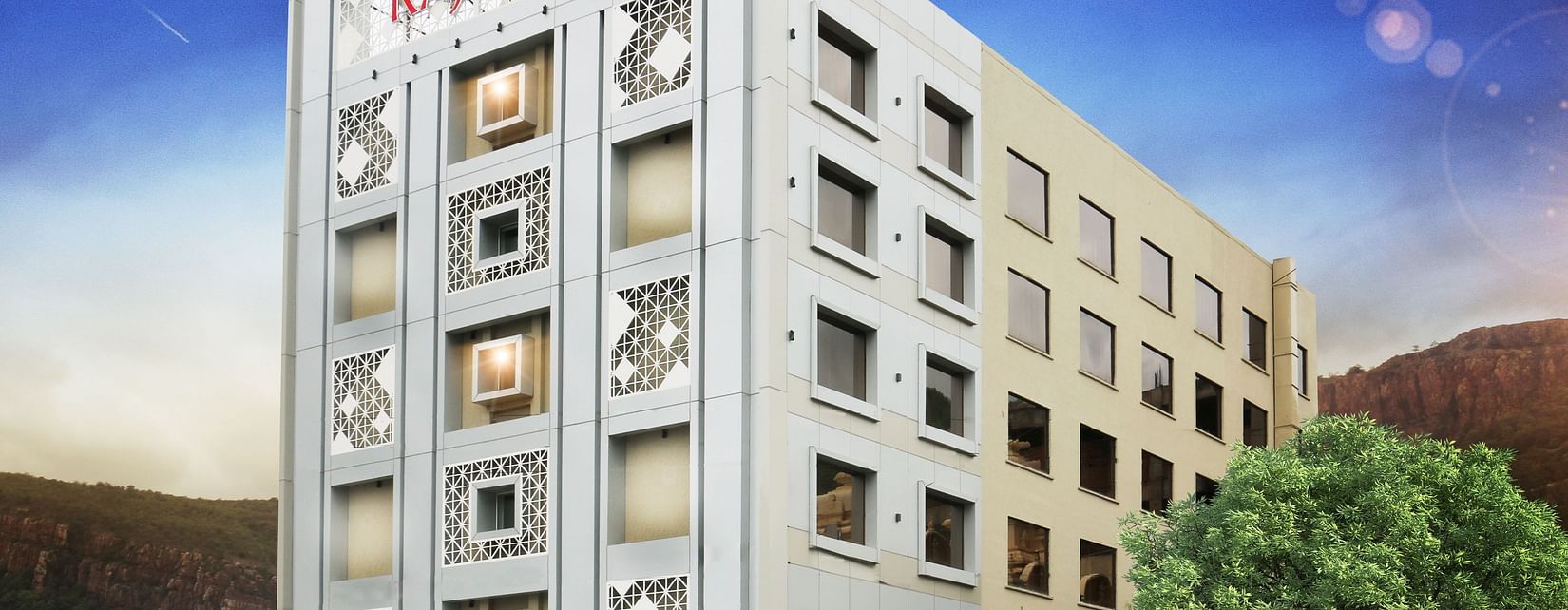 A design of the exterior facade of Hotel Raj Park - our Luxury Hotel in Tirupati