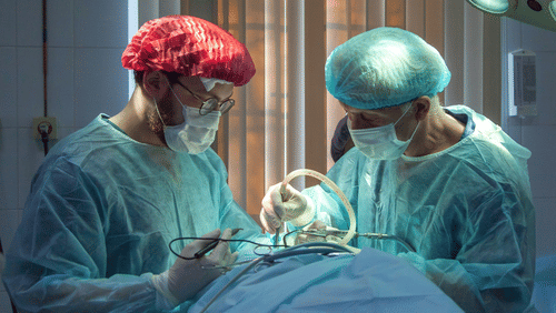 Doctors in an operation theatre