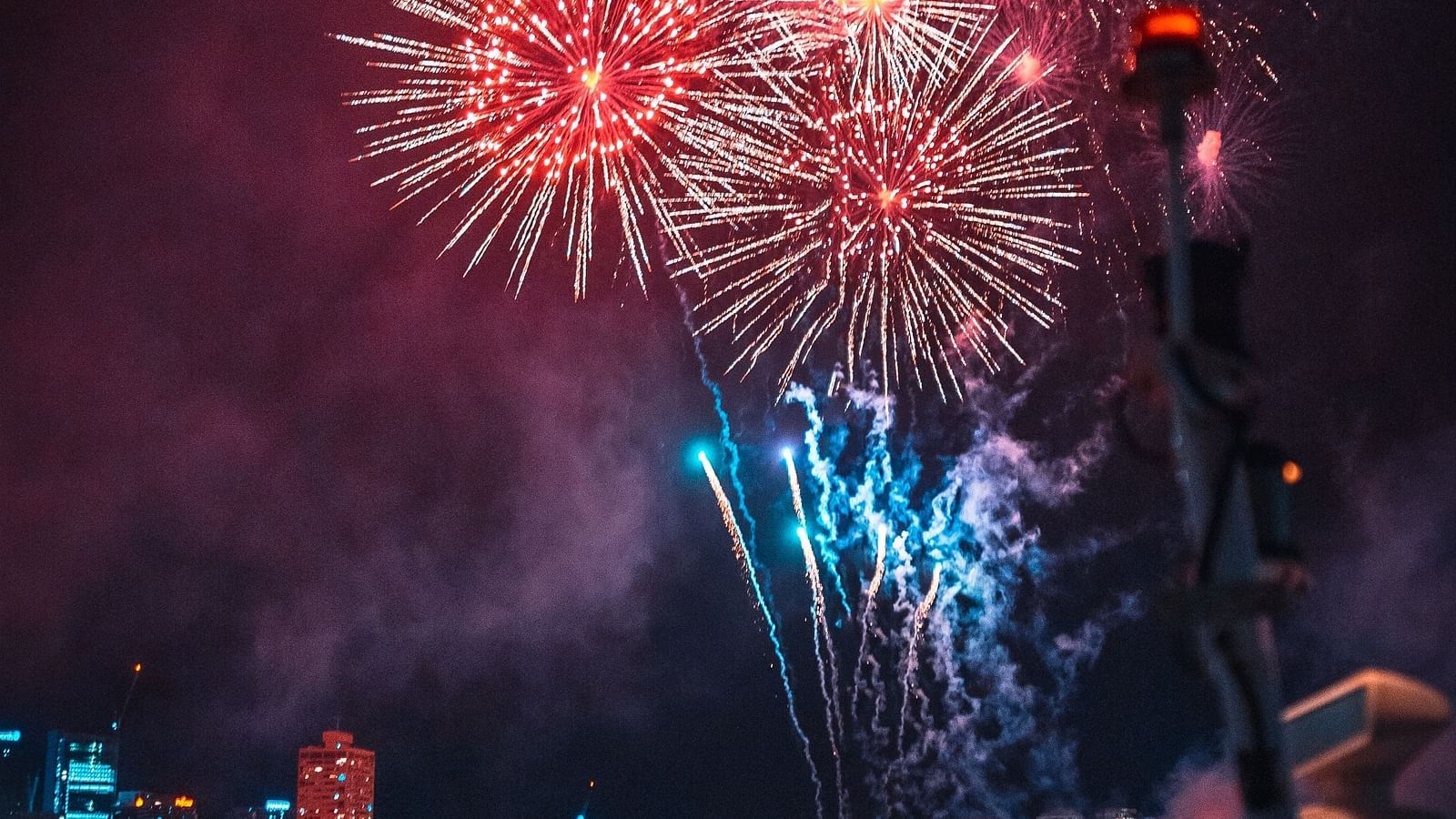 fireworks lighting up the night sky