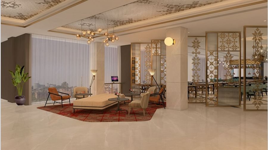 Reception area of Sarovar Portico Birgunj