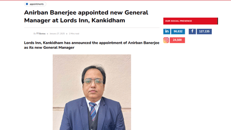 An article about the appointment of Avinash Dwivedi as general manager of Lords Inn.