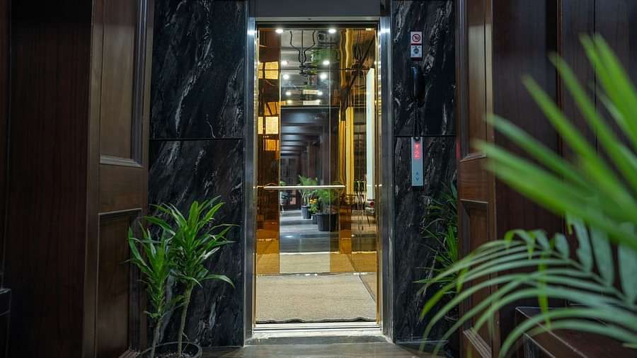 A shot of an elevator at the hotel.