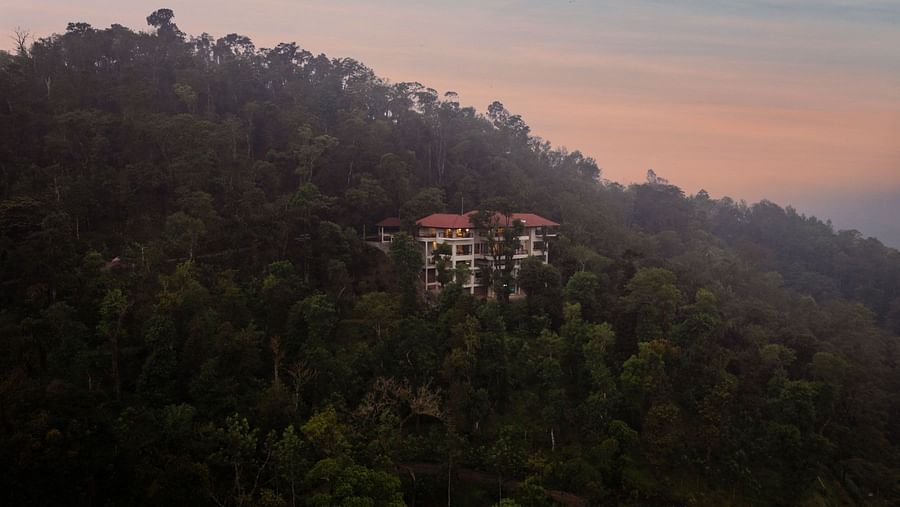 Facade with ariel view of Golak by Denissons Presidential Villa, Madikeri