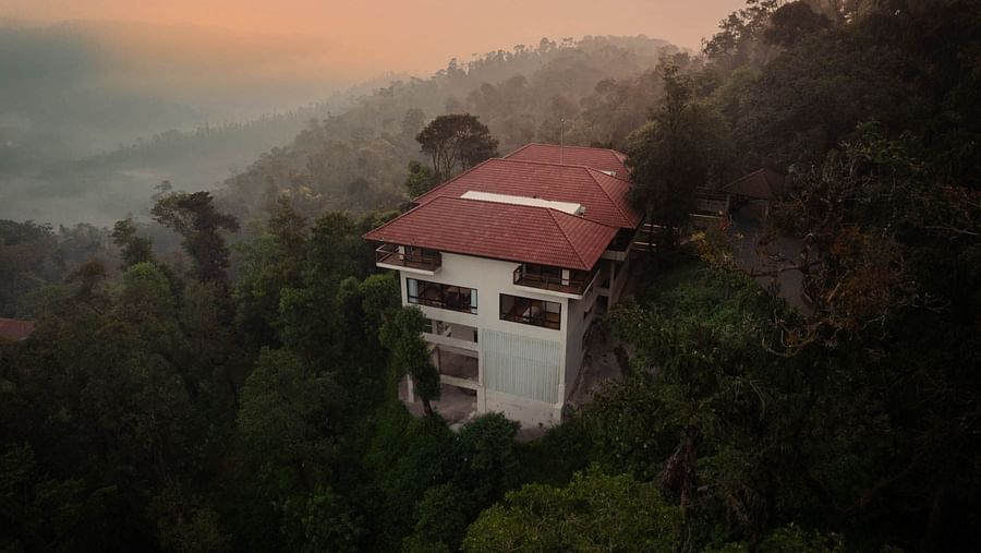 Facade with ariel view of Golak by Denissons Presidential Villa, Madikeri