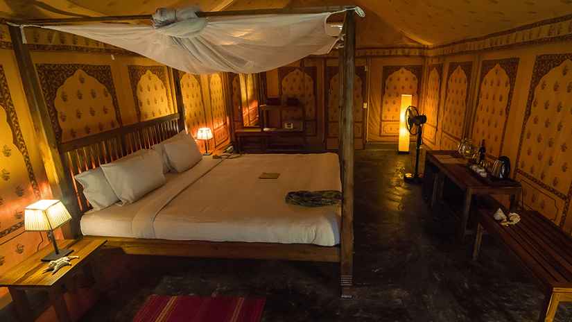 interior view of one of the Tented cottages at Barefoot at Havelock