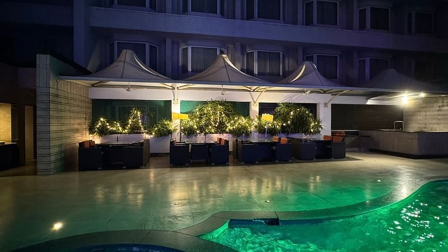 Night View of the Pool at Cenneys Gateway