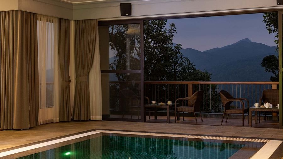 In-door swimming pool with mountain view  at Golak by Denissons Presidential Villa