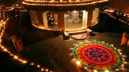 Diwali lighting at Pataleshwar Caves Temple Maharashtra
