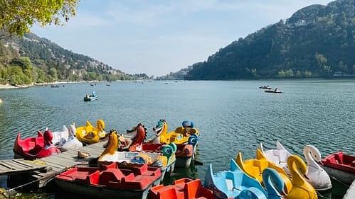 colourful boats in a lake