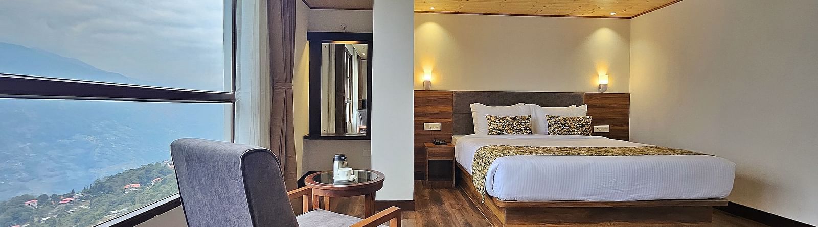 view of a king size bed of Attic Family Suite at Sumitel Pelling, Geyzing