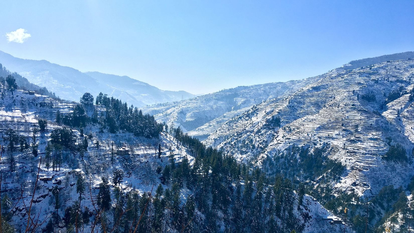 The snow-clad mountains of Shimla