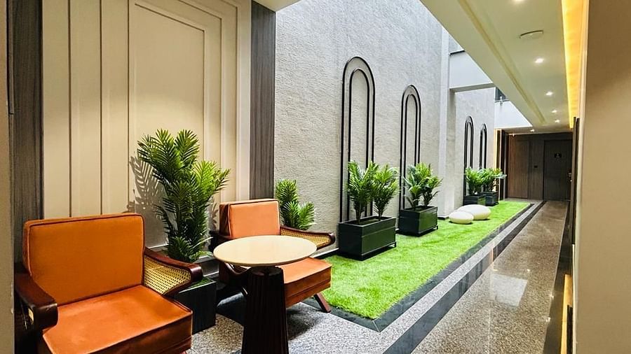 A lobby area at Five Elements Hotels Goldleaf, Haldwani
