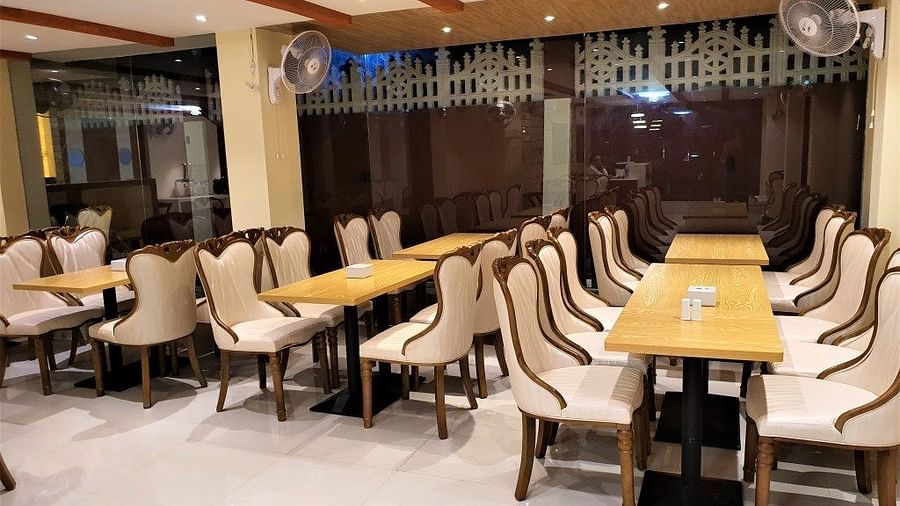 seating arrangements inside a restaurant at VITS shanti solitaire, North Goa
