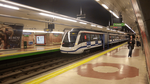 Train in a subway station