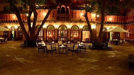 A image of illuminated Dungar Niwas Courtyard
