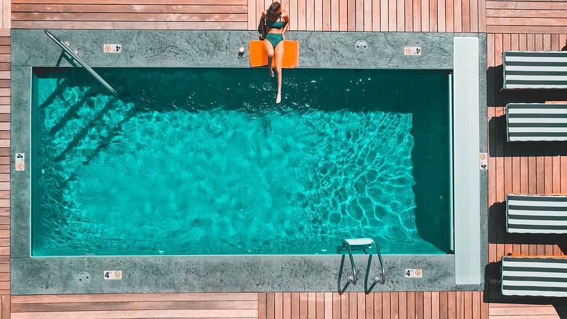 An overhead view of a swimming pool during the day Sun Park Hotel & Banquet, Chandigarh - Zirakpur