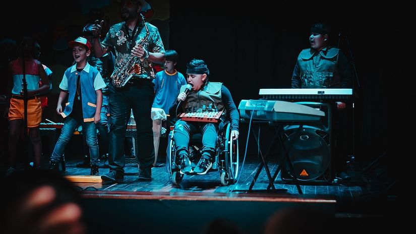 A music band performing live on stage