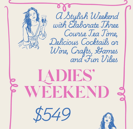 Promotional creative for International Women’s Day Ladies’ Weekend featuring curated experiences, dining, games, and a relaxed weekend getaway.