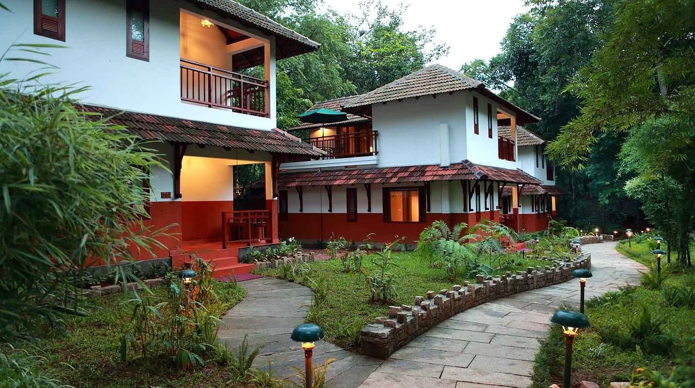 An exterior view of two villas in a row | Vythiri Resort. Wayanad
