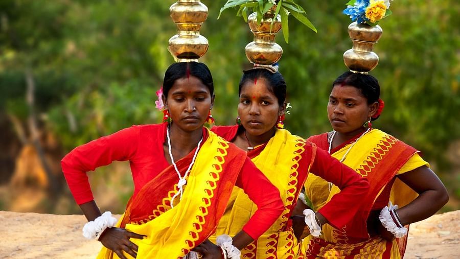 Women of the Andaman tribe dancing