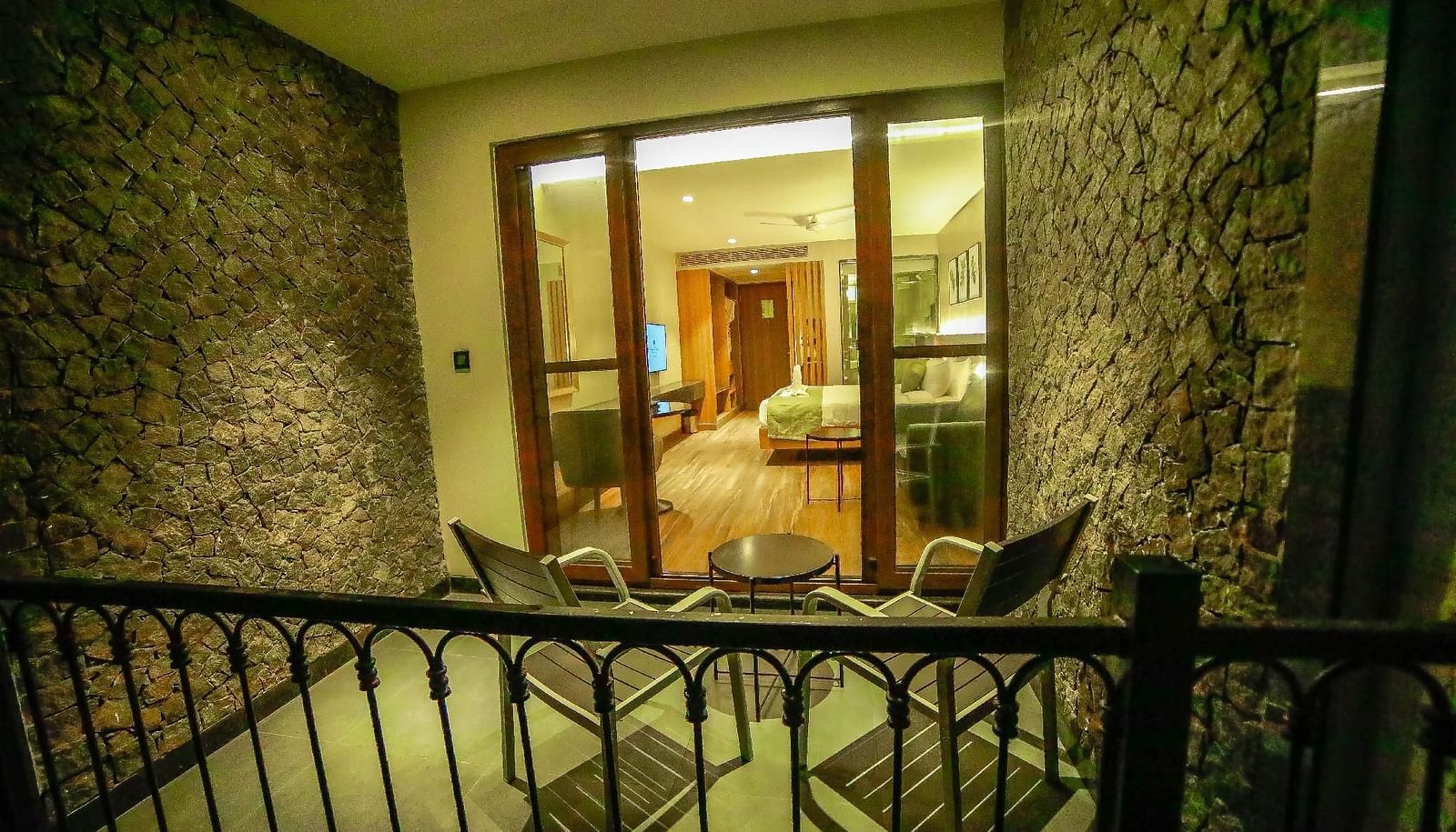 Balcony of the Superior Balcony Room at Grand Palace, Yercaud