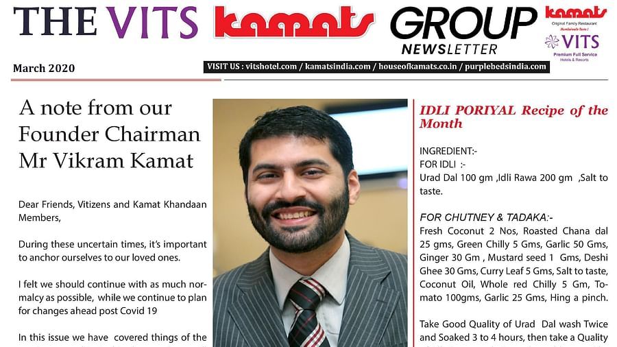 an article from the hotel newsletter speaking about VITS Hotels & Resorts