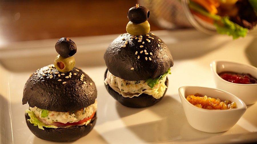 Burgers and dips at a restaurant in Hablis Hotel, Chennai