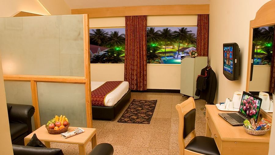 Ramanashree California Resort - interior view of the Signet Suite with television
