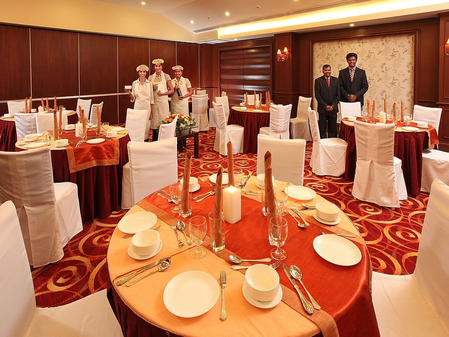 seating arrangement at marigold banquet hall - la classic, hosur road