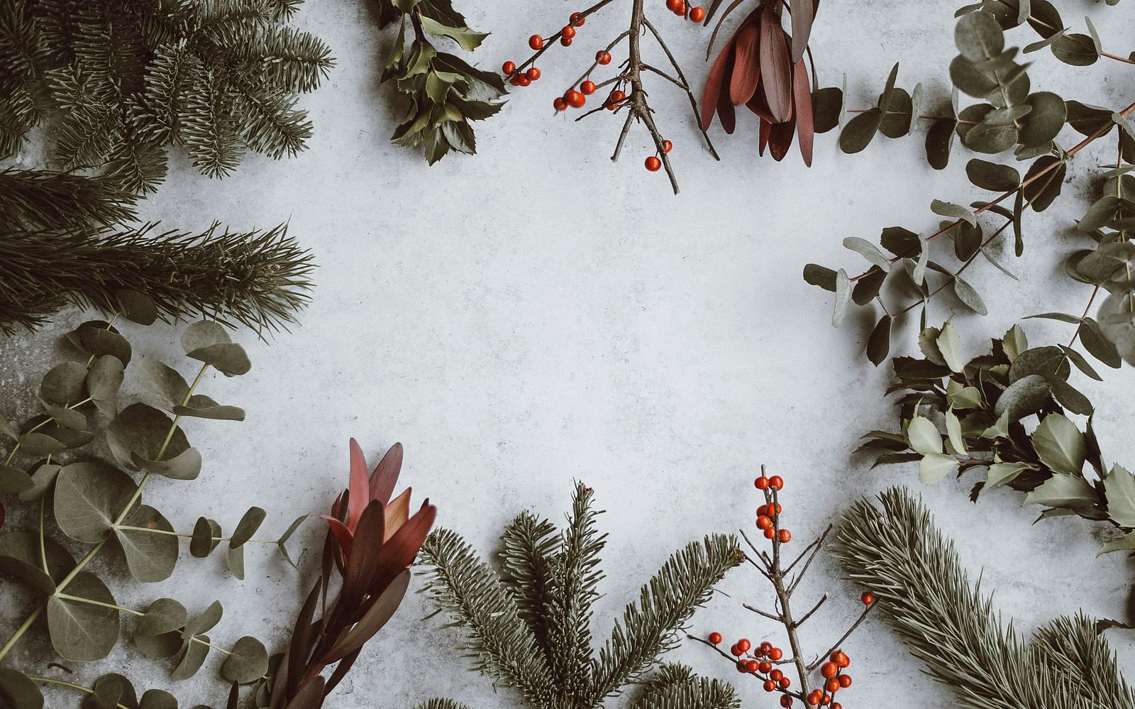 An aerial view of the many decorations used during Christmas kept on a table.