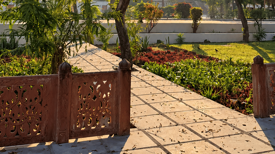 Outdoor Landscape & Gardens, Umaid Palace Garden-Landscape-UPD-Sunlit garden walkway