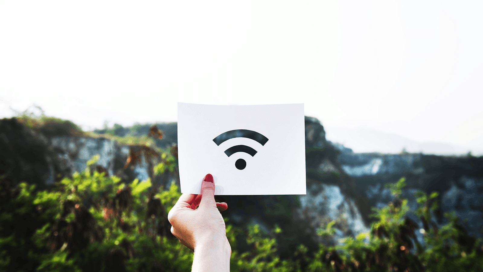Image of a hand holding a Wi-Fi symbol.