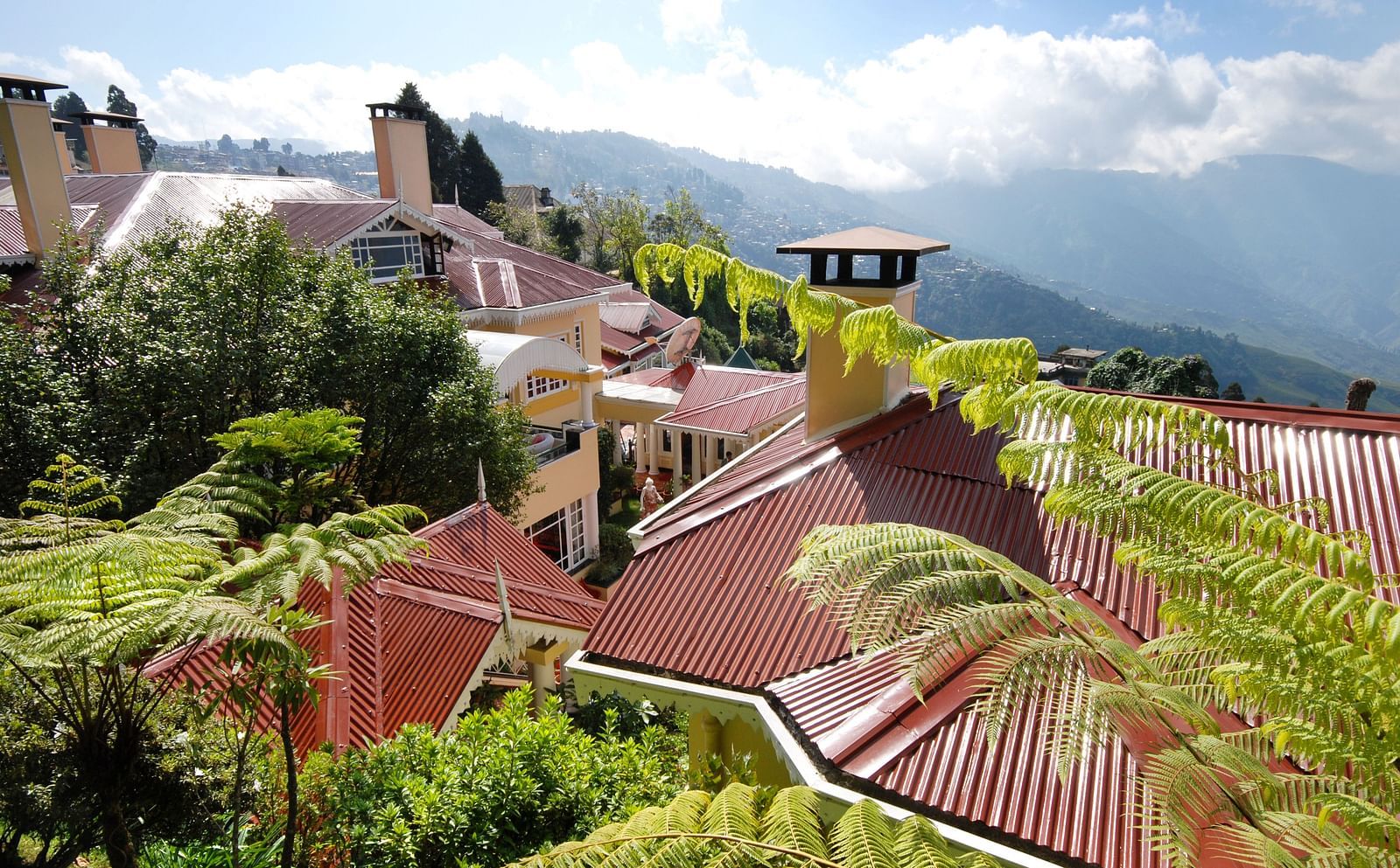 aerial view of the resort and the mountains - Mayfair Hill Resort, Darjeeling