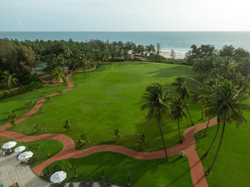 image of the Sea View Lawn at kenilworth resorts and spa, goa