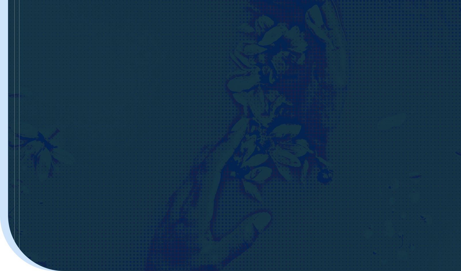 A blue-colored illustration featuring the hands of a person.